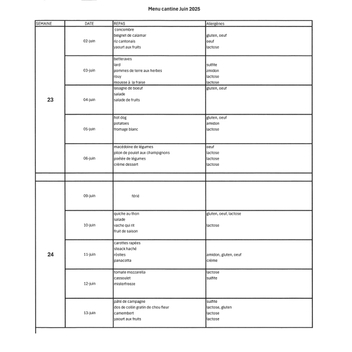 menu juin