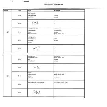 menu octobre